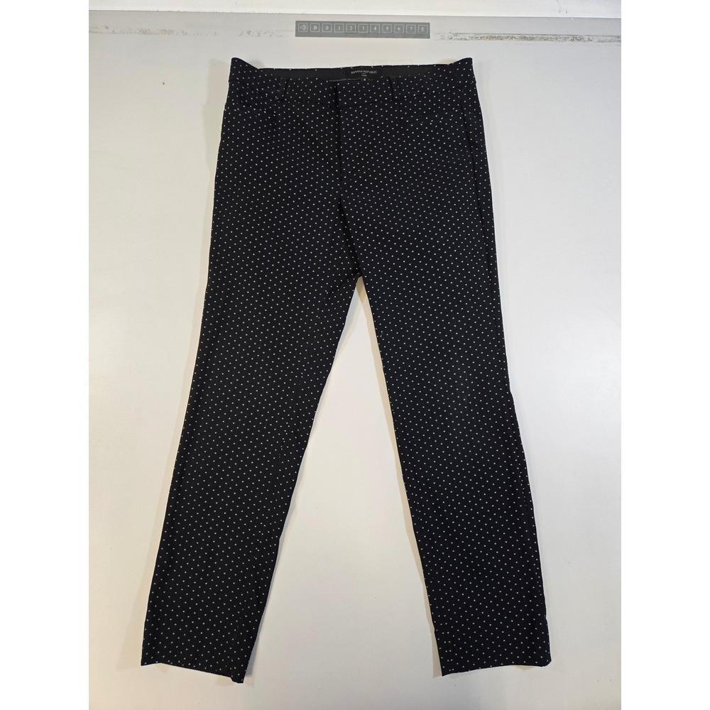 Banana Republic Sloan Pants Womens 6 Black White Pindot Stretch Slim Trousers